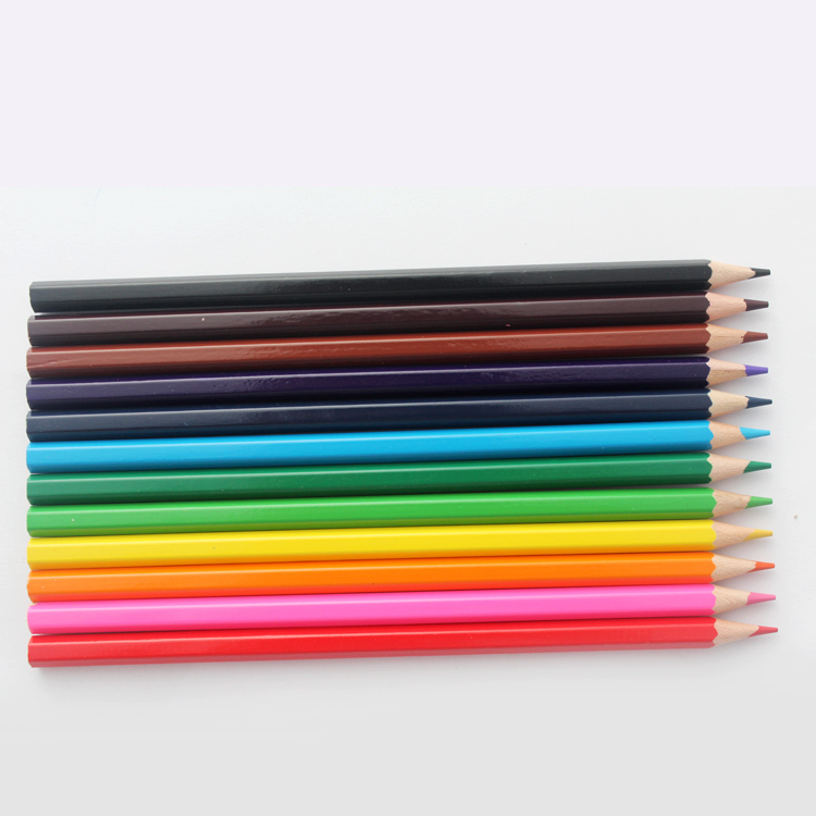 Hot Selling 12pcs 7 Inch Soft Red Wood Colour Pencil Set 3mm Lead  Color Pencils