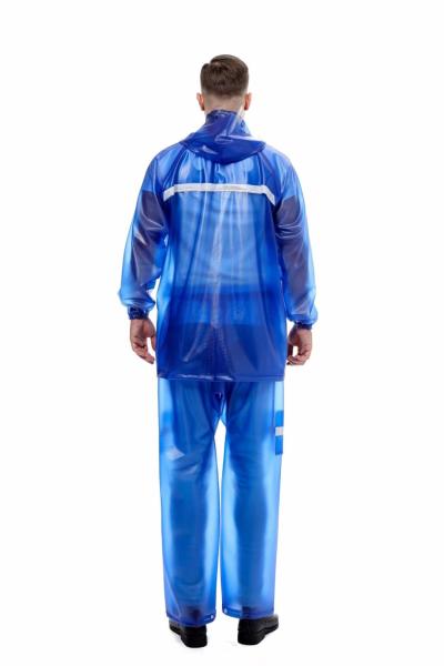 Breathable Rain Coat Hi Vis Heavy Duty PVC Rain Suit Reflective Blue