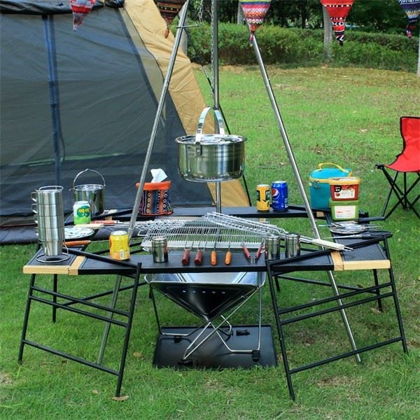 Outdoor Spliced Camping Folding Table, Outdoor Table, Card Table, Portable Grill Table, Adjustable Heights