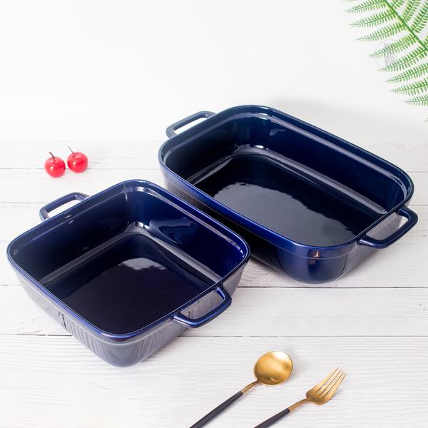 Прямоугольник керамическое Bakeware поливы голубой устанавливает OEM большой емкости 165oz
