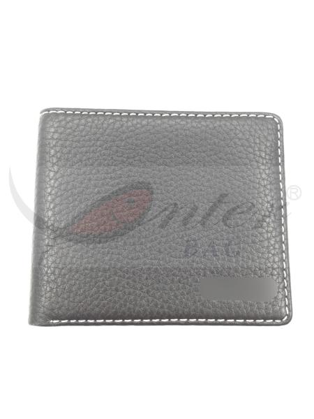 Black Two Fold PU Leather Wallet For Men Durable Big Capacity 11.5*9.5 Cm