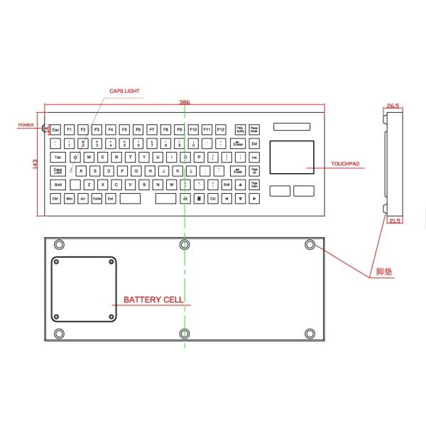 2.4G Industrial Wireless Keyboard Stainless Steel SUS304 Violence Resist Explosionproof