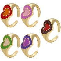 O ouro da joia 14k do verão chapeou o coração colorido ajustável aberto do dobro do esmalte dos anéis robusto