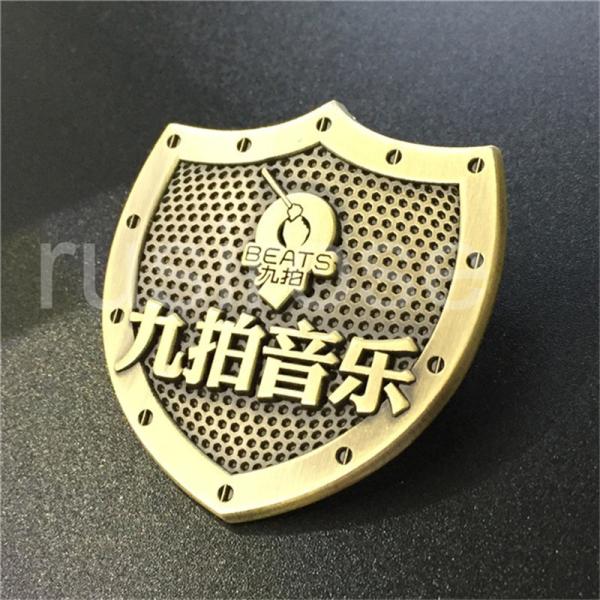 Music company antique metal badges made to order, music company listed commemorative badges customized