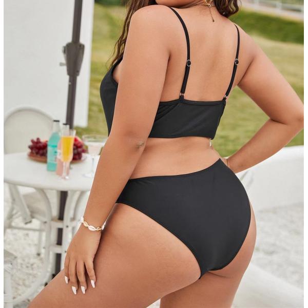 Полость плюс купальники черное v размера цельные - swimwear цельного бикини шеи Curvy