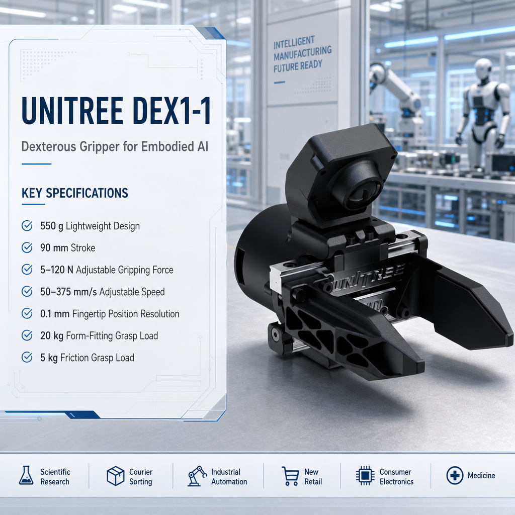Unitree Dex1-1 Advanced Robotic Gripper 5-120N Adjustable Gripping Force 50