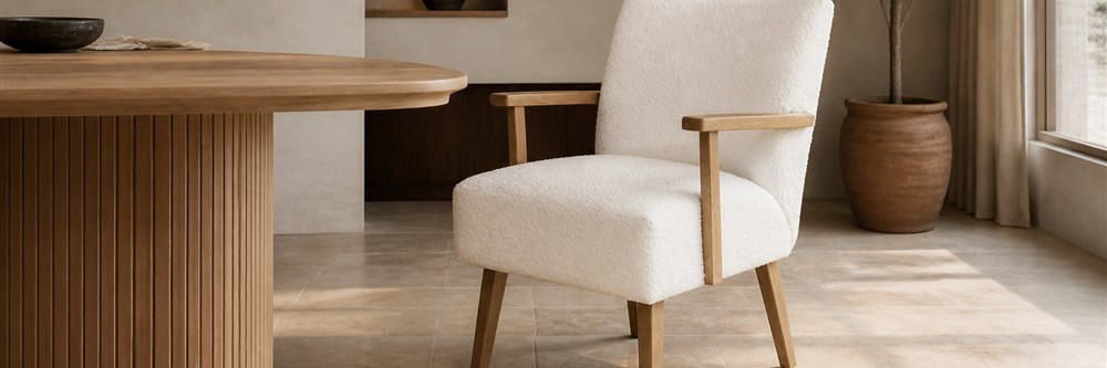 Modern Boucle Upholstered Wood Armchair  CYC-035