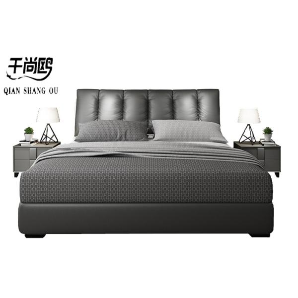 Luxury Fabric Upholstered Beds Leather Pillow Upholstered Platform Bed King