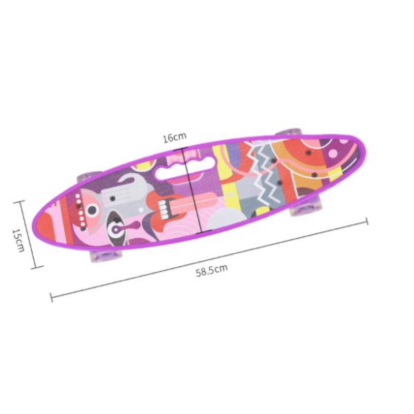 Flat-Plate Hand-held Small Fish Board Printed Skateboard Four Wheel Flash Mobility Scooter For Boys And Girls