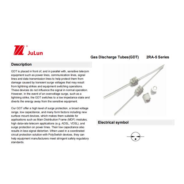 Неэтилированные керамические нагнетательные трубы газа GDT для VFDs