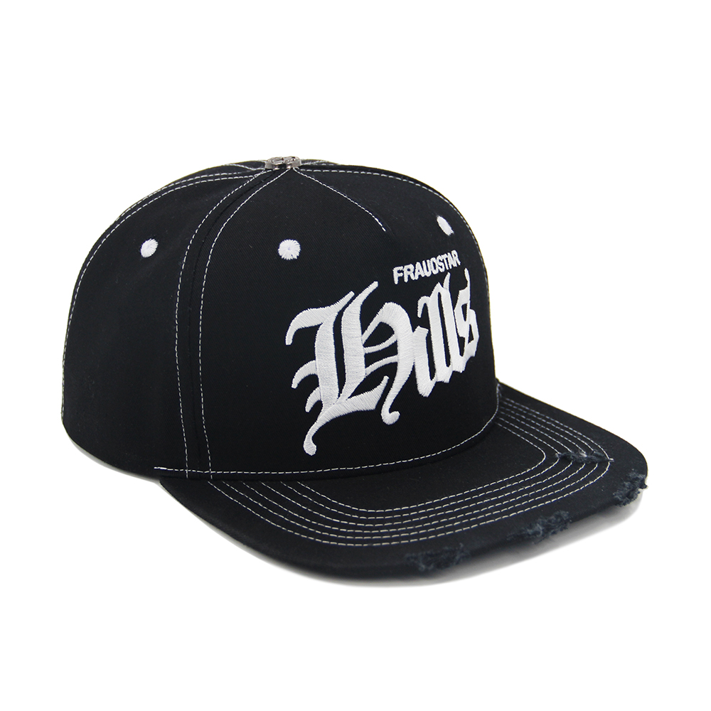 Flat Brim Baseball Caps Distressed Vintage Custom Embroidery Logo Cotton Twill Adjustable 5 Panel