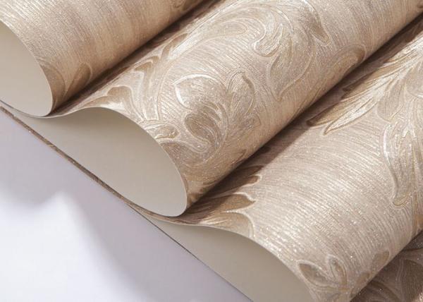 Classic Style Vinyl Golden Damask Pattern Wallpaper / WallCoverings Retro Vantage