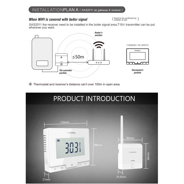 термостат боилера газа термостата MQTT 868MHz Tuya WiFi умный беспроводной