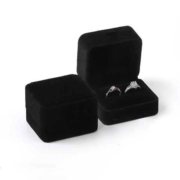 Personalized Custom Black Velvet Wedding Ring Box Double Eco-Friendly