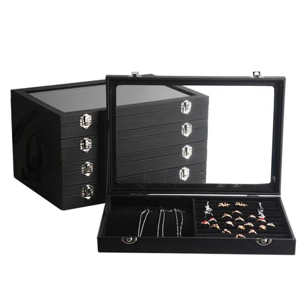 Custom Logo Accepted PU Leather Jewelry Holder for Necklace Rings Earrings Storage