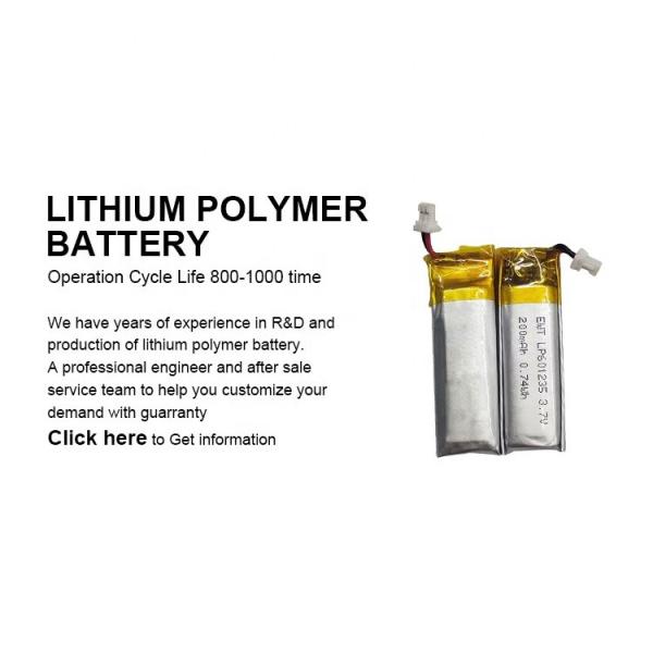 601235 Lithium Polymer Battery 300mAh 400mAh 3.7V 200mAh LiPo Battery
