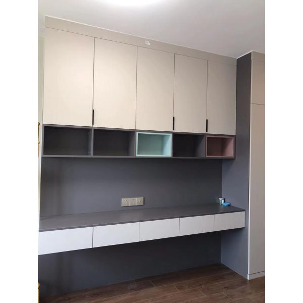 Modern Walnut Hotel Room Wardrobe With Dresser All In One