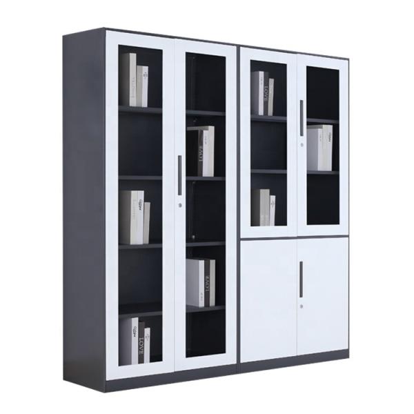 0.4-1.2mm Metal Filing Storage Cabinet Steel Cupboard Design With Glass