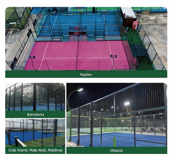 Factory Direct Custom Hot Dip Galvanized Steel Padel Tennis Court with Panoramic Tempered Glass Outdoor Sports Equipment