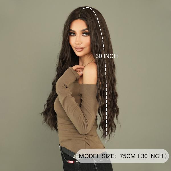 Fashion Long Deep Wave Hair Natural Black Synthetic Wigs For Women