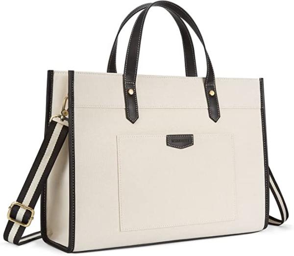 16x11.7x5.1 Canvas Laptop Tote Bag , Work Shoulder Bags For Travel Shopping
