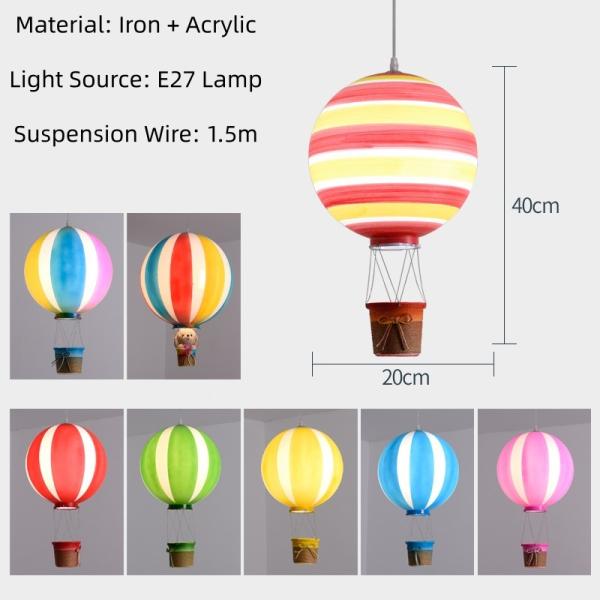 JYLIGHTING Balón de aire caliente nórdico Lustrero Restaurante bar Niños lámpara Sala de niños Centro comercial Colorido colgante luz