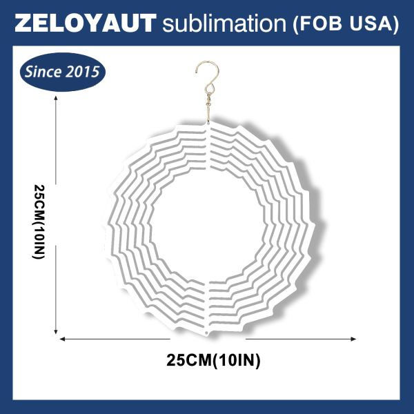Aluminum Sublimation Wind Spinner for Garden Decoration Outdoor Wind Spinner for Custom Printing DIY Hanging 8inch Spiral Chime