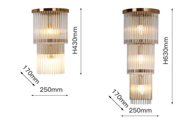 Cor 260*H400 260*H580 Crystal Wall Lamp do espaço livre E14