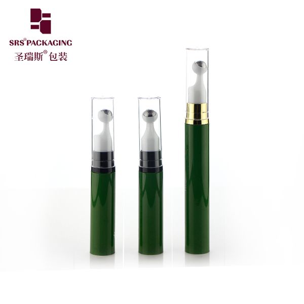 Green Colored Roller Bottle With Airless Pump Applicator 10ml 12ml 15ml Eye Care Packaging Manufacture