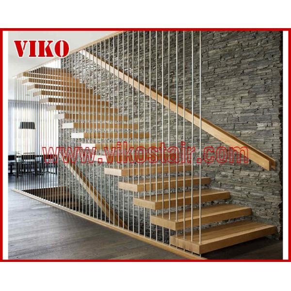 Floating Staircase VK37S Floating Stairs,Beech Tread,Carbon Steel Stringer,Stainless Steel,Power Coated,Wooden Box,304 S