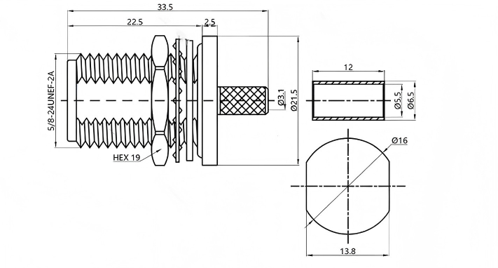 DC-6GHz 50 Ohm N Female Crimp Connector with Brass Plated Ternary Alloy for RF Applications
