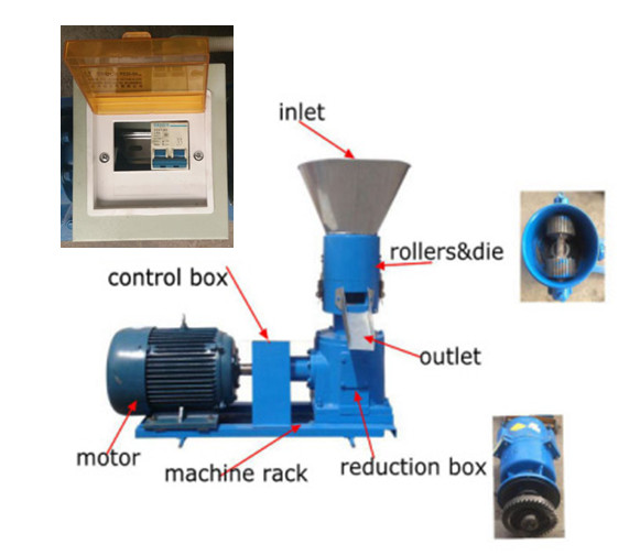 Electric Flat Die Poultry 1t/H Animal Food Pellet Machine