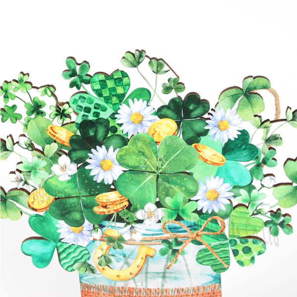 Décorations non toxiques pour la Saint-Patrick Jour de table en bois Signe de trèfle irlandais Décoration pour la maison intérieure Décoration de table cadeau de fête