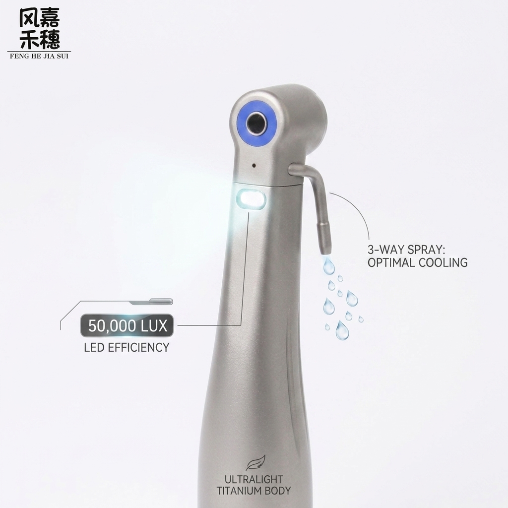 Miniaturized Surgical Head 45 Degree Dental Handpiece with High Precision Ceramic Ball Bearings and 40,000min/rpm Max Speed