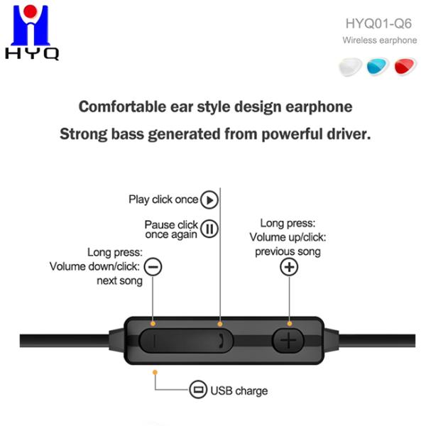 CE In Ear 3.7V 35CM Sports Bluetooth Earphones With Microphone