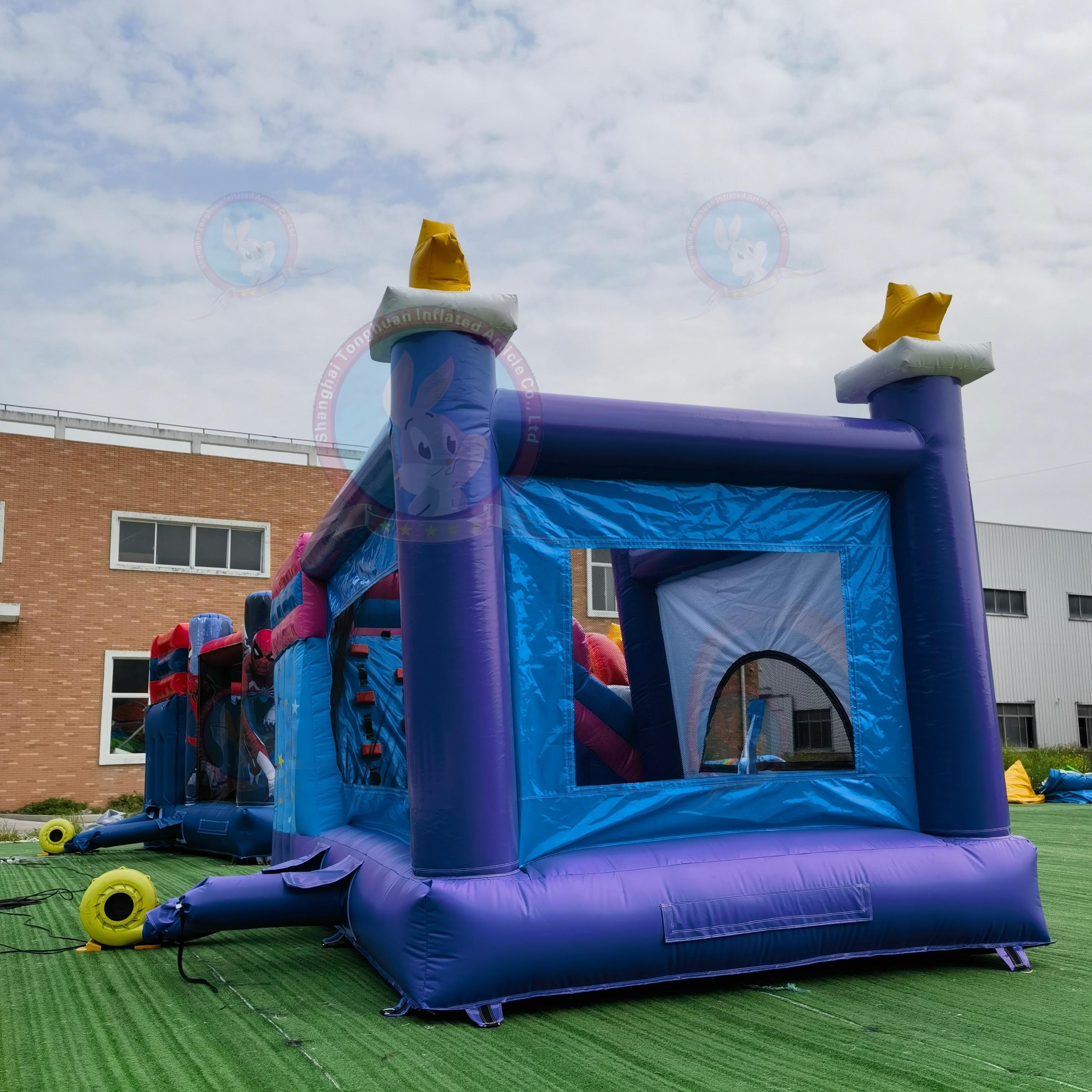 Custom Inflatable Unicorn Bounce House With Slide Rainbow Artwork And Star Decorations for Kids Party Rental Events And Outdoor Playground Projects