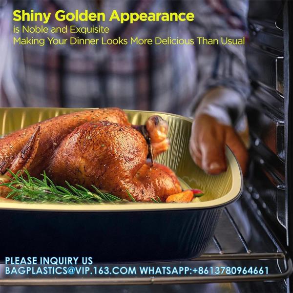 161mm Diameter 320ml Disposable Foil Trays Food Containers Smooth Wall Aluminium Foil 750ml Gold Aluminum Takeaway