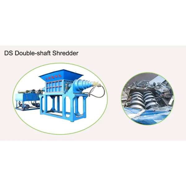 Double Shaft Shredder with Double-Screw Design PLC Control and Hydraulic Power for Plastic Bottle Recycling