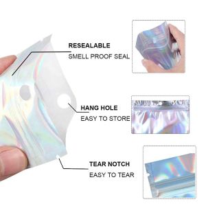 Zipper Bag Ziplock Resealable Biodegradable Packaging Plastic Bags Holographic Transparent Mylar Bag Yin Yang Printing