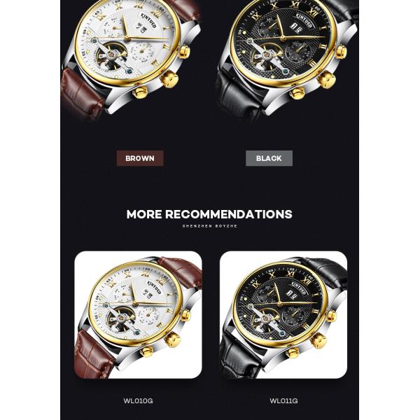 KINYUED Business Power Reserve Automatic Movement Luxury Watches For Men Automatic Skeleton Watch