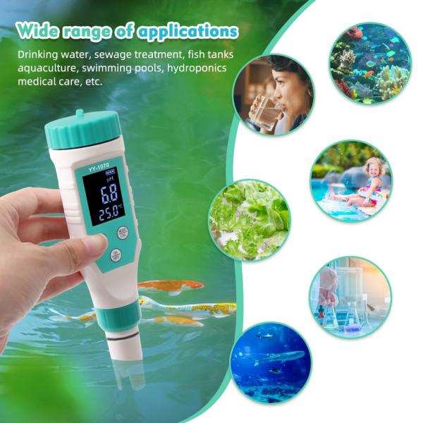 7 - In - 1 Water Quality Tester FAC/pH/ORP/Salinity/TDS/EC/Temp Meter For Aquaculture Home Lab