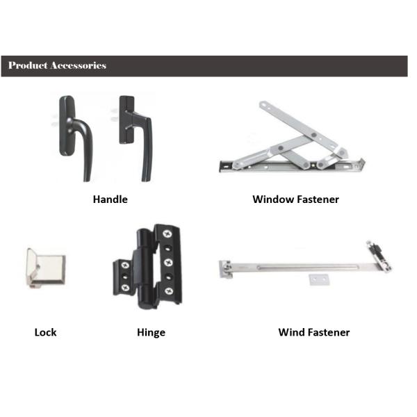 Powder Coated Aluminium Flush Casement Windows With Magenetic Flyscreen