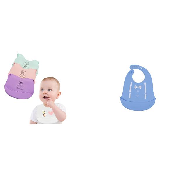 Food Grade Feeding Bib Waterproof Silicone Bibs Customized For Baby