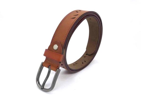 Hollow - Out Drop Shape Women's Fashion Leather Belts With Single Prong Buckle 110 CM Tan Color