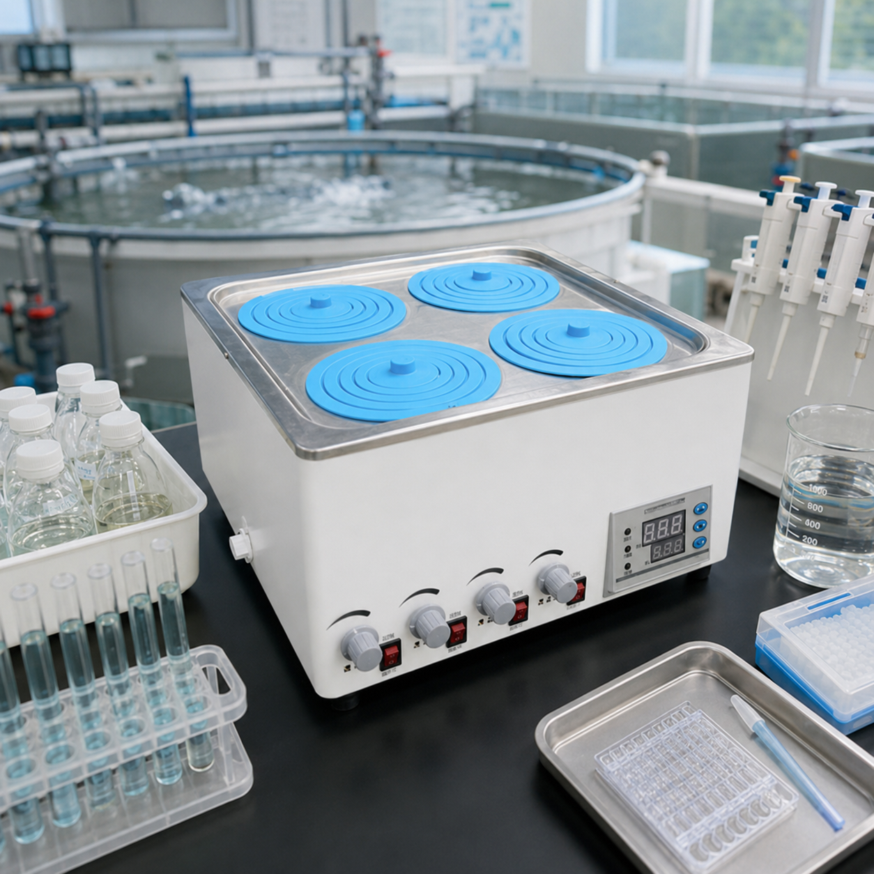 Cenlee Laboratory Constant Temperature Water Bath with 4 Independent Stirrers 800W Heating for Aquaculture Hygiene and Education
