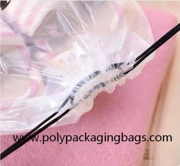 Sacos de plástico transparentes do cordão do PE para o armazenamento do vestuário