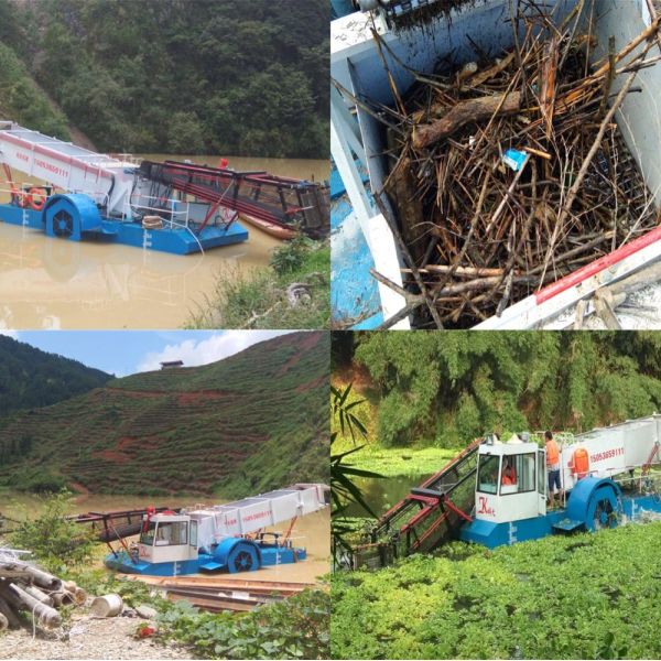 Diesel Automatic Skimmer Aquatic Weed Harvester with 3000 sqm Work Ability 1.5M Cutting Width and Automatic Discharge