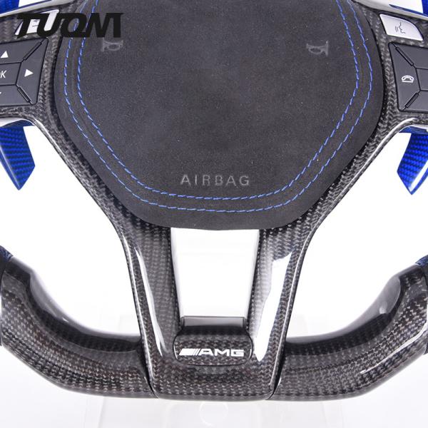 350mm Mercedes Amg Steering Wheel W212 Blue Paddles High Gloss