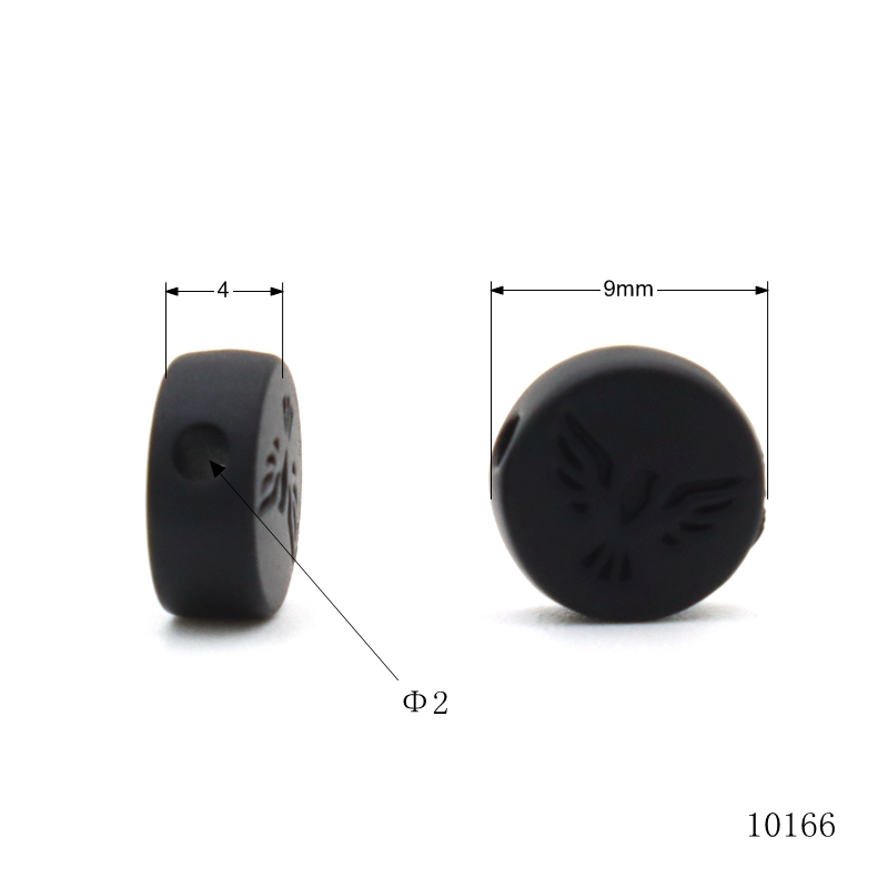 Matt Black Gun Metal Customized Logo Engraved Round Bead Zinc Alloy Beads For Bracelets Decorative Fittings