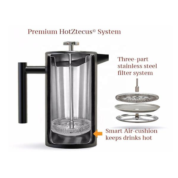 Black Color Double Wall Coffee Plunger Ss French Press Coffee Maker 27/34/51oz